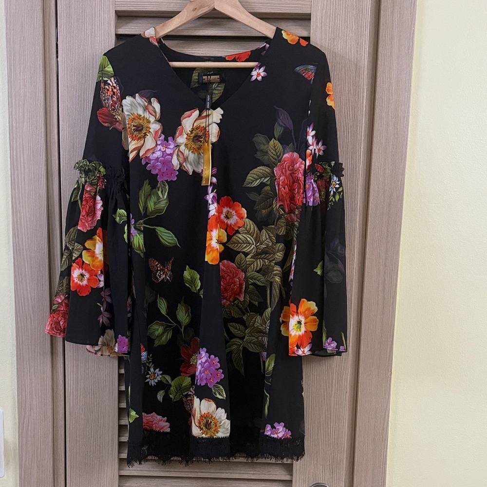 Alexia Admor Floral butterfly black women’s fashion party dress XS
